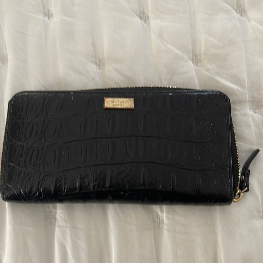 Kate Spade black alligator leather skin wallet